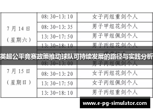 英超公平竞赛政策推动球队可持续发展的路径与实践分析